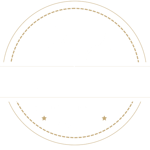 Logo for 1st Class Hair & Beauty with white font and silhouette of male and female clients with a transparent background.